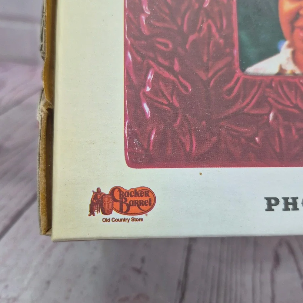 VTG Barrel Grandma Photo Frame Burgundy Red Embossed Leaf Square 6x6 New